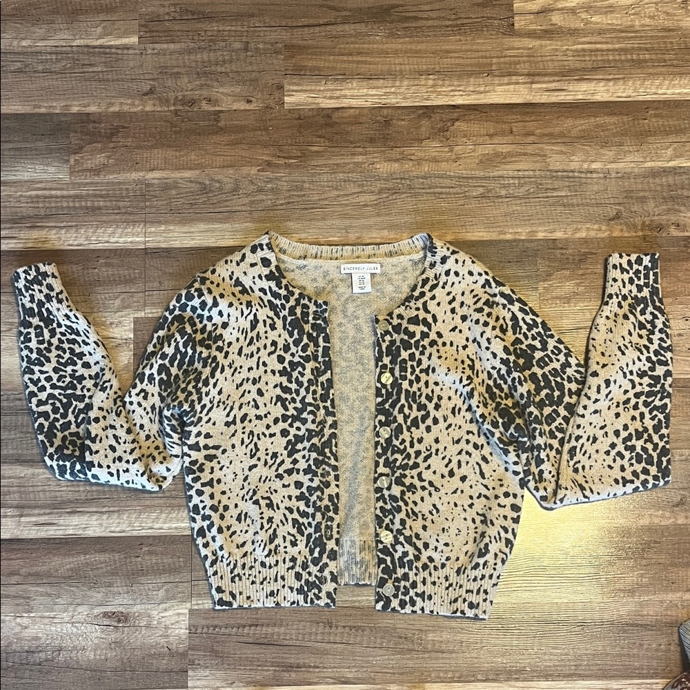 Sincerely Jules Leopard Print Cardigan - Black and Tan